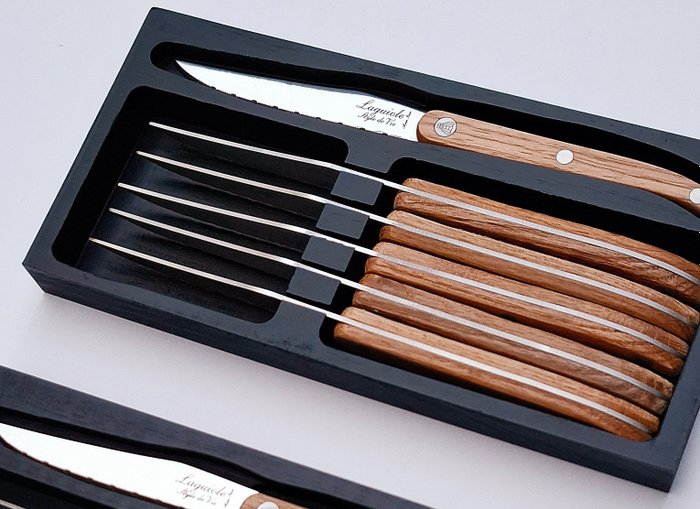 Laguiole - 12x Steak Knives - Oak wood - style de - Bordknive sæt (12) - Rustfrit stål