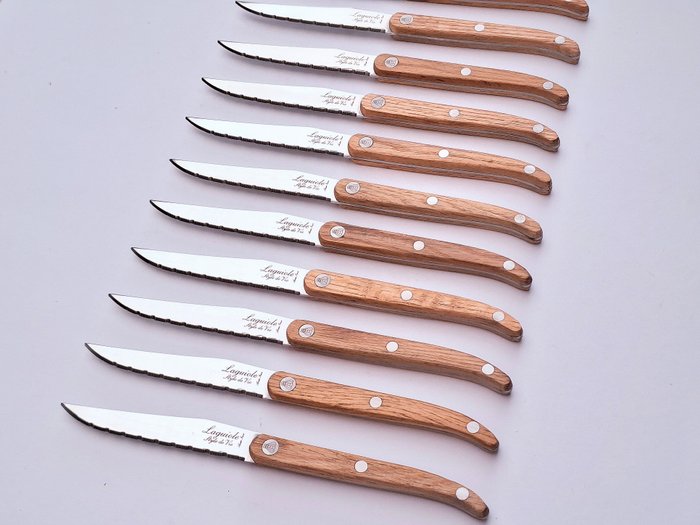 Laguiole - 12x Steak Knives - Oak wood - style de - Bordknive sæt (12) - Rustfrit stål