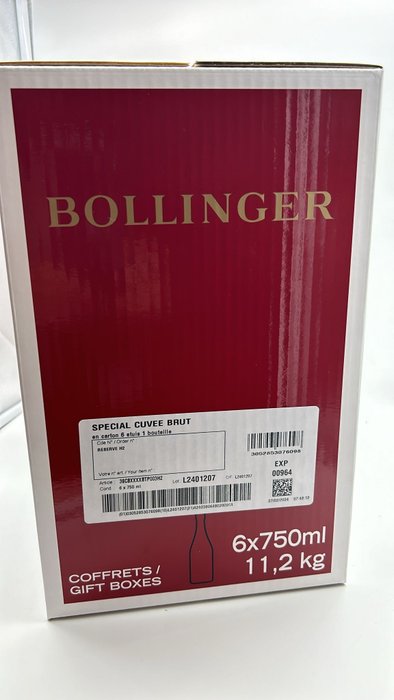 Bollinger - Champagne Brut - 6 Flasker (0,75 L)