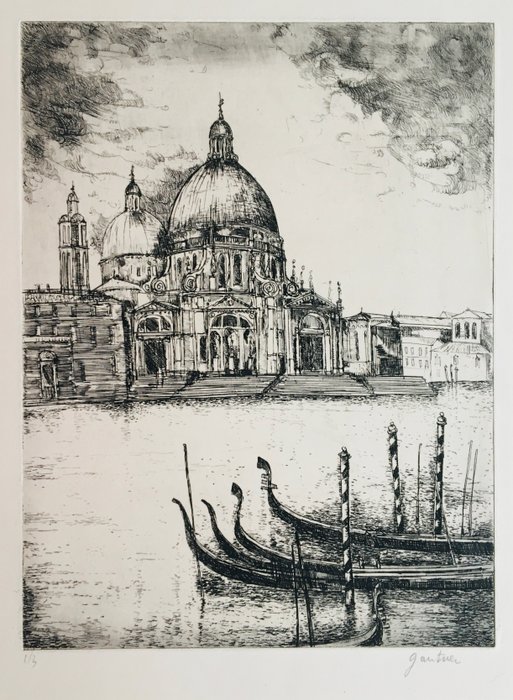 Bernard Gantner (1928-2018) - Santa Maria della Salute, Venise - Gravure originale signée