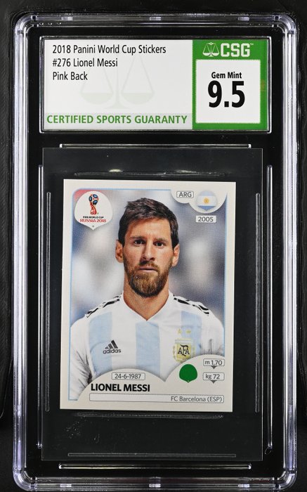 2018 - Panini - World Cup Stickers - Lionel Messi - #276 Pink Back - 1 Graded sticker - CSG 95