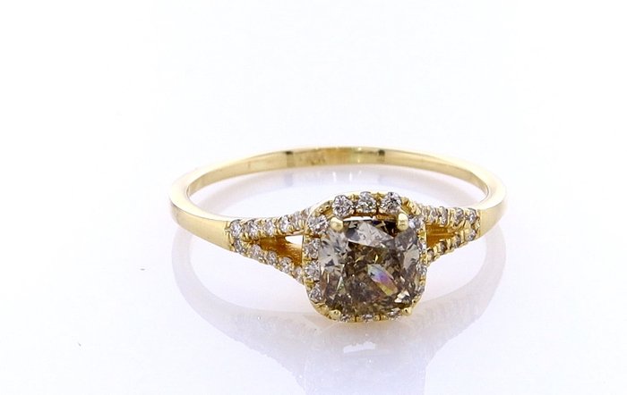 Ring - 14 karat Hvidguld -  1.10ct. tw. Diamant (Naturfarvet) - Diamant