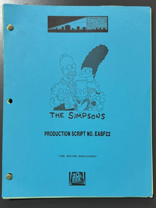 The Simpsons - 1 Originalt brugt produktionsmanuskript - Episode: 'The Regina Monologues' (2003)