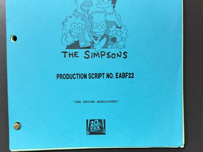 The Simpsons - 1 Originalt brugt produktionsmanuskript - Episode: 'The Regina Monologues' (2003)