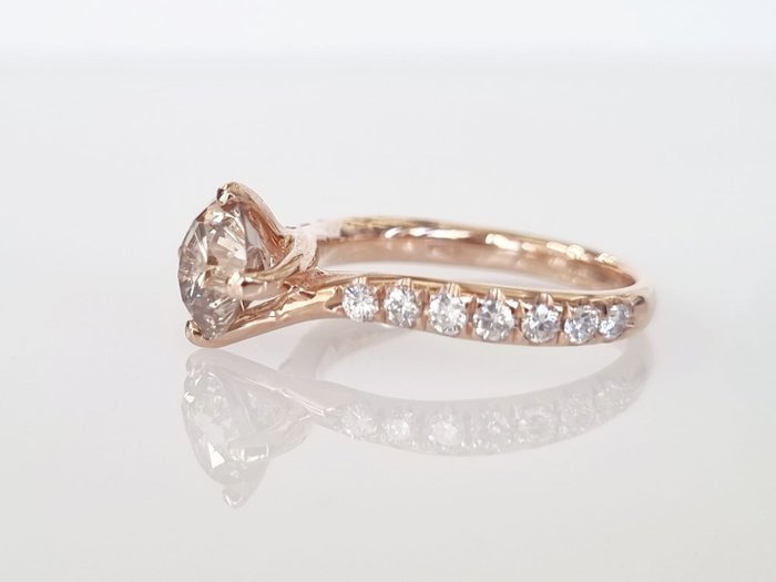 Forlovelsesring - 14 karat Rosaguld -  179ct tw Diamant (Naturfarvet)