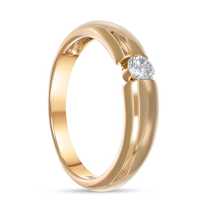 Ring - 14 karat Gulguld -  0.08ct. tw. Diamant (Natur)