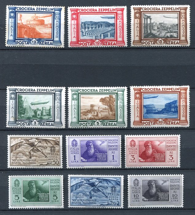 Italien Kongerige 1932/1933 - Luftpost, to komplette sæt - S1505, S1508.