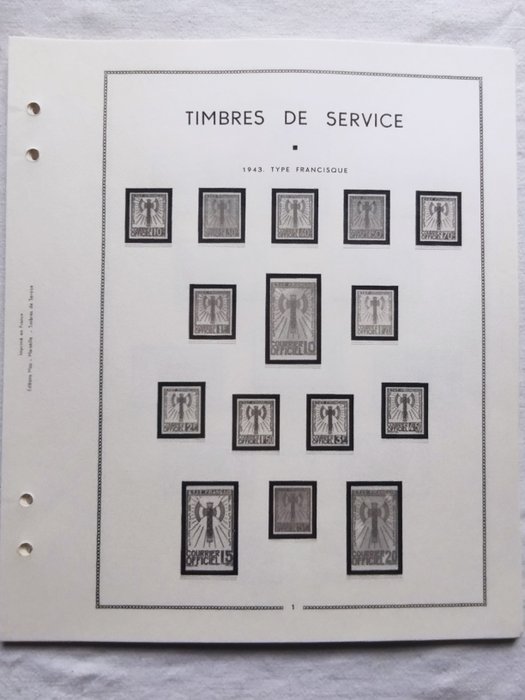 Frankrig 1958/2010 - Sjældent komplet sæt på ark - Timbres de service Yvert 15A à 165 - MNH luxe