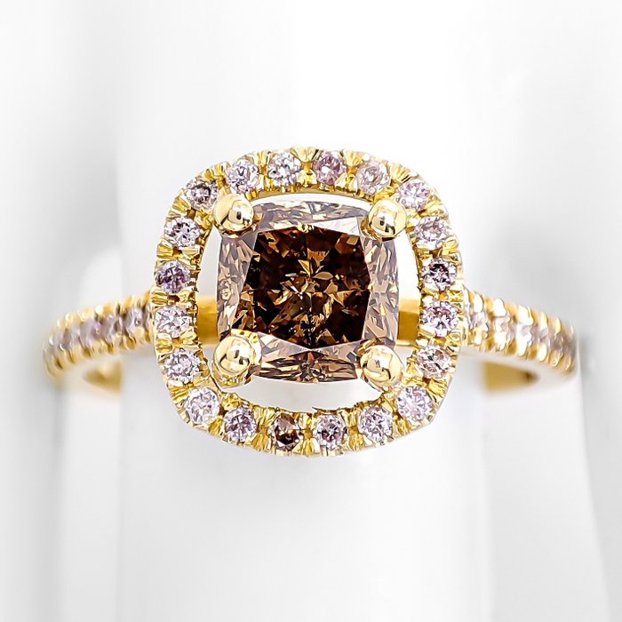 Ingen mindstepris - Ring - 14 karat Gulguld -  1.48ct. tw. Brun Diamant (Naturfarvet) - Diamant