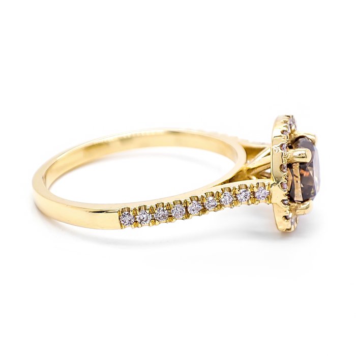 Ingen mindstepris - Ring - 14 karat Gulguld -  1.48ct. tw. Brun Diamant (Naturfarvet) - Diamant