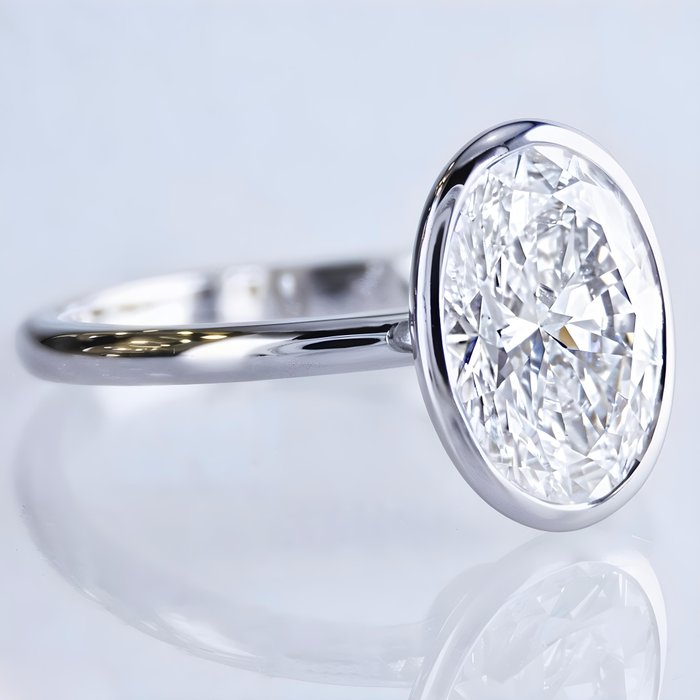 Ring - 18 kraat Hvidguld -  2.63ct. tw. Diamant (Laboratoriedyrket) - Bazel sæt diamantring