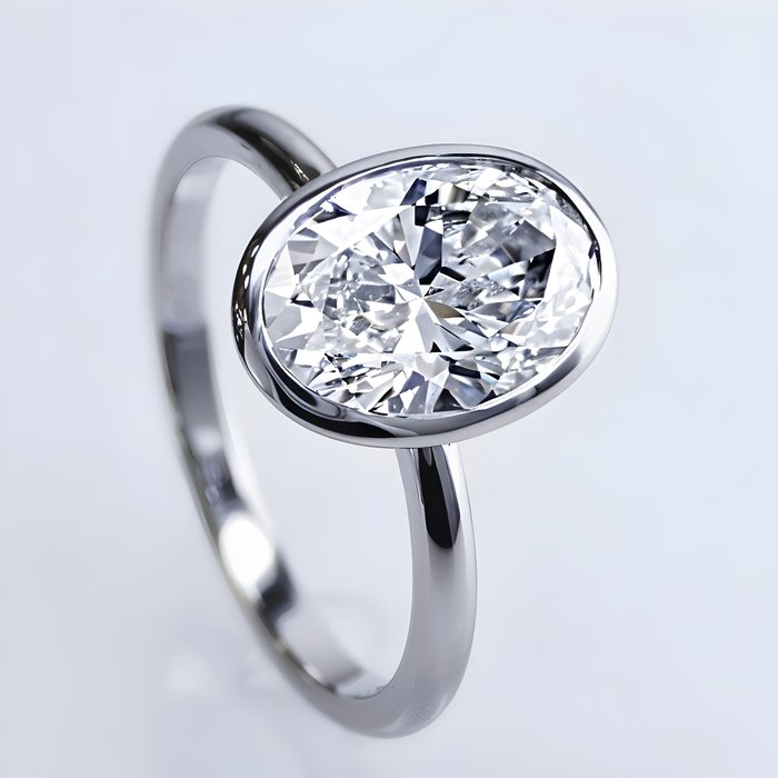 Ring - 18 kraat Hvidguld -  2.63ct. tw. Diamant (Laboratoriedyrket) - Bazel sæt diamantring