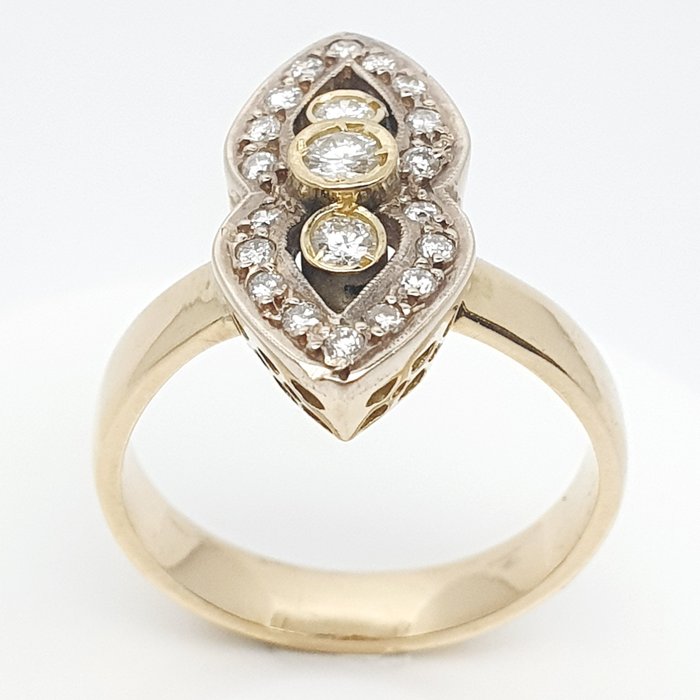 Ring - 18 kraat Gulguld -  0.34ct. tw. Diamant (Natur)