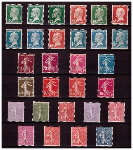 Frankrig 1923/1932 - Parti af 3 komplette serier Pasteur Type Solid bundsåmand  line i Ny** 1 valg uden - Yvert n°170/181 + 189/96  n°197/205