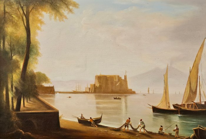 Scuola italiana (XIX-XX) - Castel dell'Ovo a Napoli