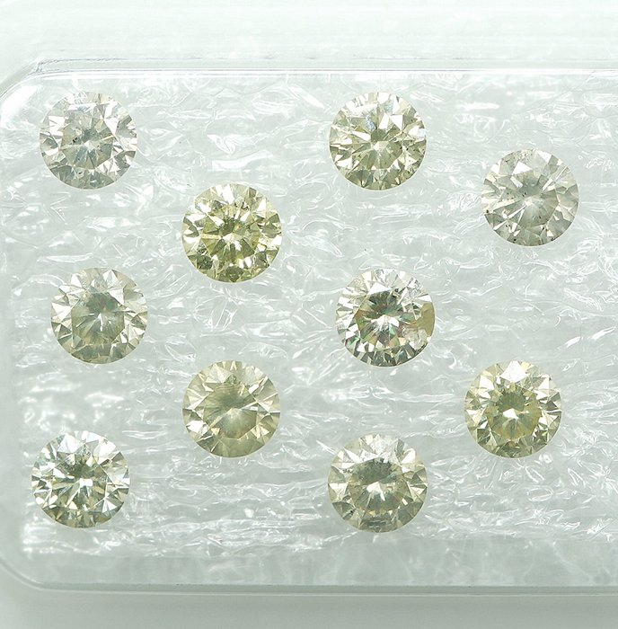 10 pcs Diamant  (Natur)  - 1.01 ct - I2, SI1 - Gem Report Antwerp (GRA)