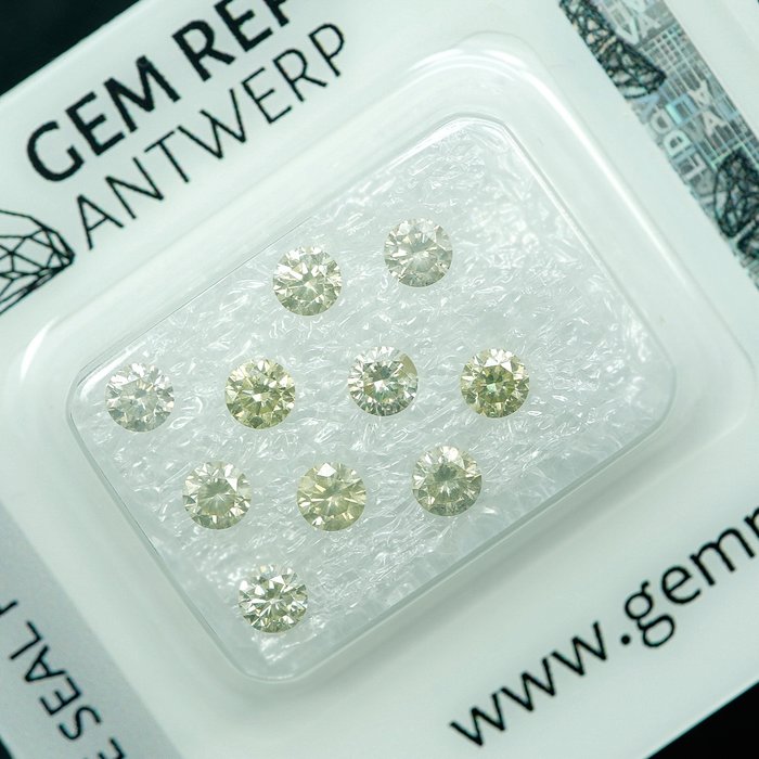 10 pcs Diamant  (Natur)  - 1.01 ct - I2, SI1 - Gem Report Antwerp (GRA)