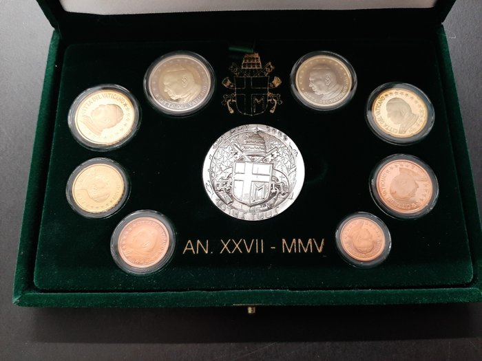 Vatikanstaten. Proof Set 2005 (incl. medaille en argent)