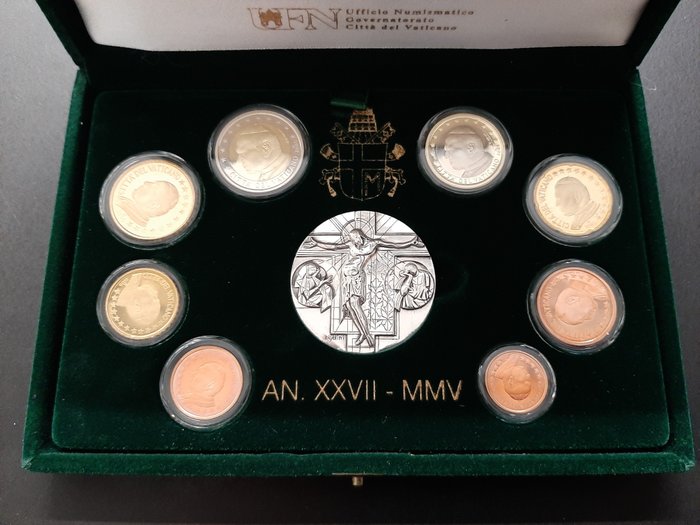 Vatikanstaten. Proof Set 2005 (incl. medaille en argent)