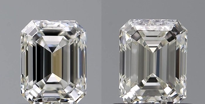 2 pcs Diamant  (Natur)  - 1.50 ct - Smaragd - J - VS1, VVS2 - Gemological Institute of America (GIA) - *Par* *EX*