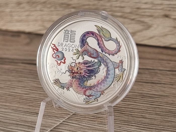 Australien. 50 Cent 2024 Year Of The Dragon - White Dragon, 1/2 Oz (.999% silver)  (Ingen mindstepris)