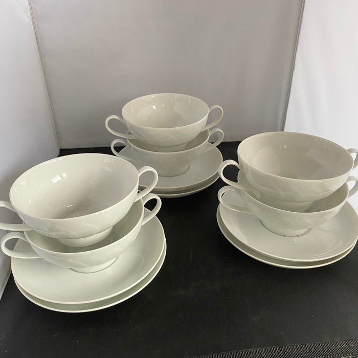 Rosenthal, 6 soepkommen met schotels Lotus - Suppeskål (6) - Lotus 1957 - Porcelæn - Suppeskåle og fade