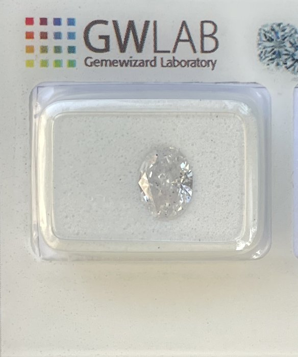 Ingen mindstepris - 1 pcs Diamant  (Natur)  - 1.03 ct - Oval - D (farveløs) - I1 - Gemewizard Gemological Laboratory (GWLab)