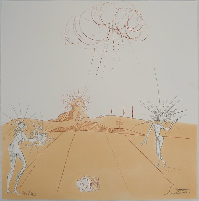 Salvador Dali (1904-1989) - Soleil et Lune : Ciel surréaliste