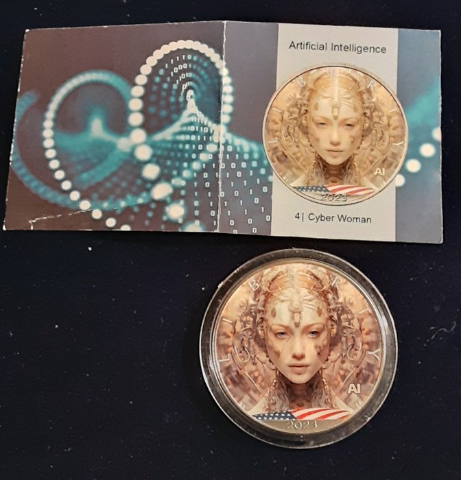 Förenta staterna. 1 Dollar 2023 AI Cyber Woman, 1 Oz (.999)  (Ingen mindstepris)