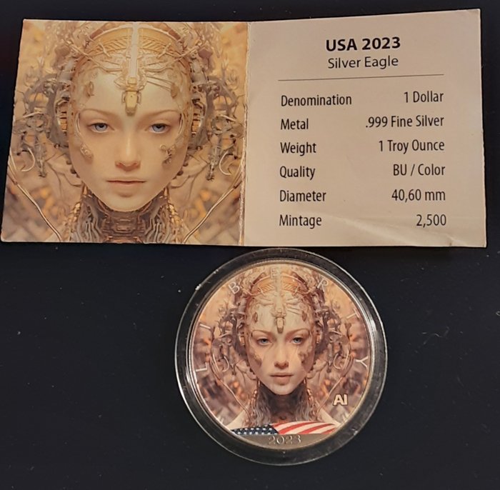 Förenta staterna. 1 Dollar 2023 AI Cyber Woman, 1 Oz (.999)  (Ingen mindstepris)