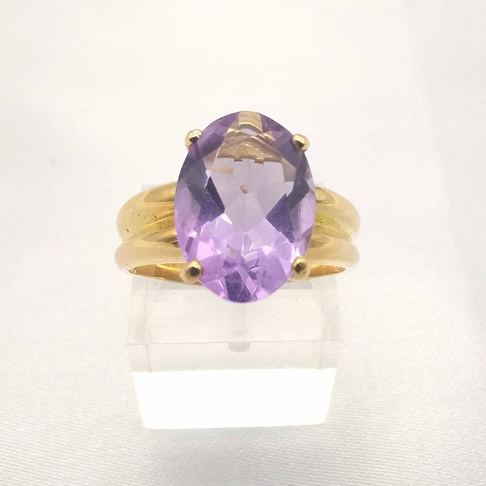 Ring - 18 kraat Gulguld -  5.00ct. tw. Ametyst