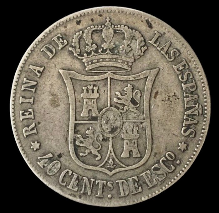 Spanien. Isabel II (1833-1868). 40 Céntimos escudo - 1866- Madrid - (R606)  (Ingen mindstepris)