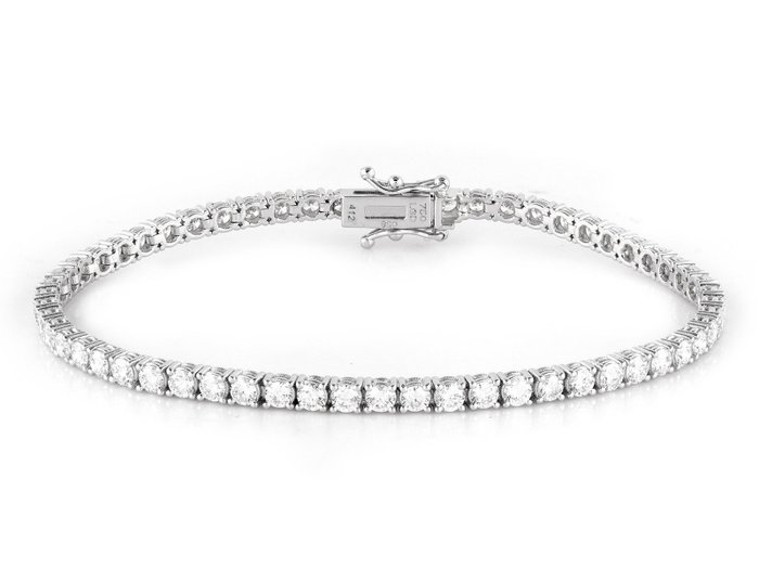 Armbånd - 18 kraat Hvidguld -  4.12ct. tw. Diamant (Laboratoriedyrket)