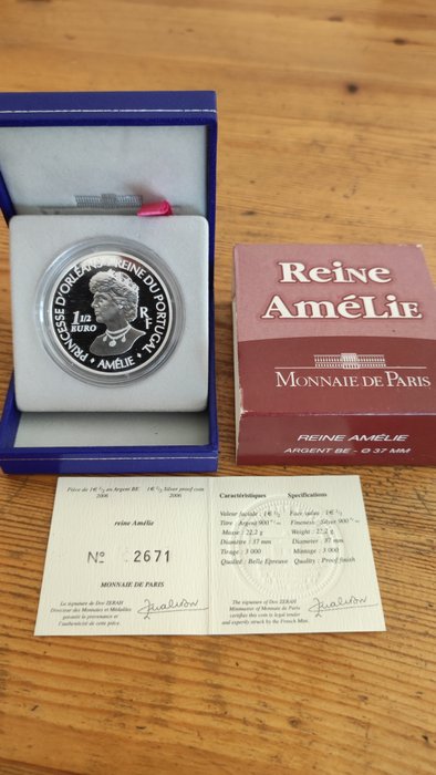 Frankrig 1 1/2 Euro 2004/2006 "Entente Cordiale" + "Reine Amelie" (2 coins) Proof  (Ingen mindstepris)