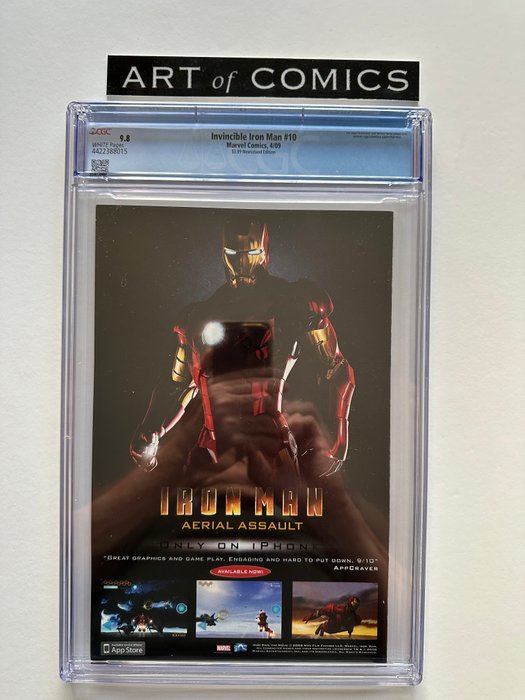 Invincible Iron Man #10 - Iron Patriot Appearance - Very Rare Newsstand Edition - CGC Graded 9.8 - Extremely High Grade! - White Pages! - 1 Graded comic - Første udgave - 2009