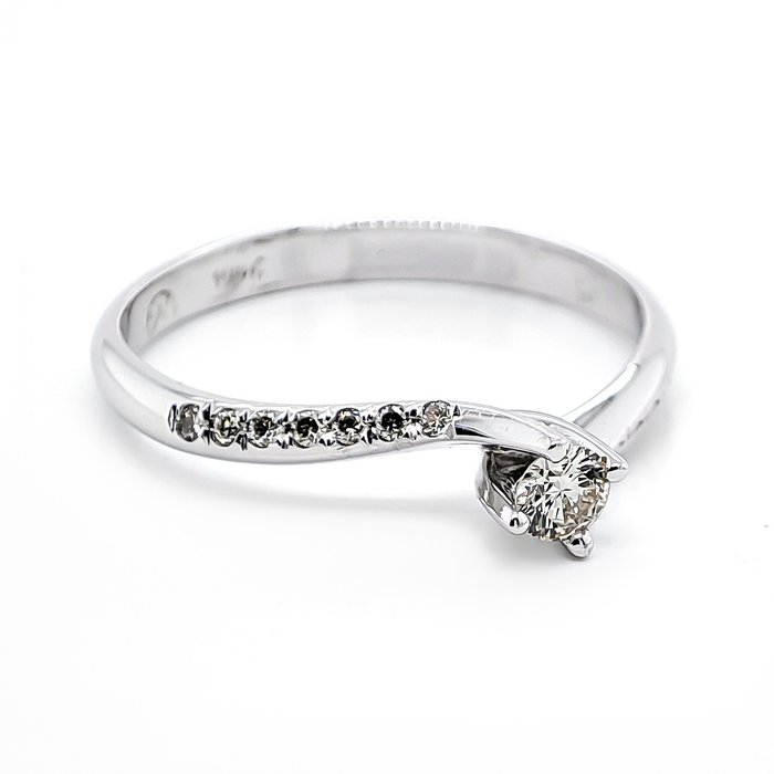 Ring - 14 karat Hvidguld -  0.28ct. tw. Diamant (Natur)