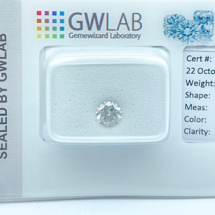 Ingen mindstepris - 1 pcs Diamant  (Natur)  - 0.52 ct - Rund - E - I2 - Gemewizard Gemological Laboratory (GWLab)