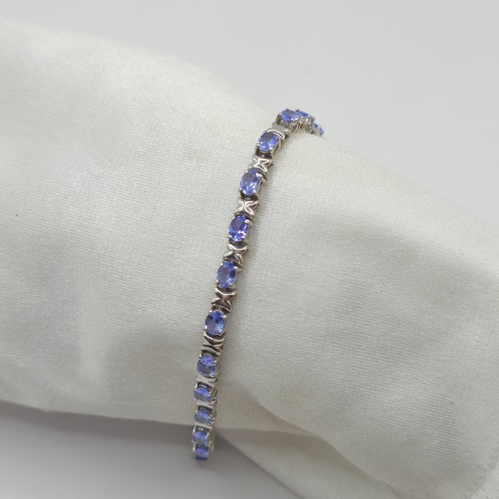 Ingen mindstepris - Tennisarmbånd Sølv, 925 Sterling Sølv -  5.20ct. tw. Tanzanit - Naturlig tanzanit