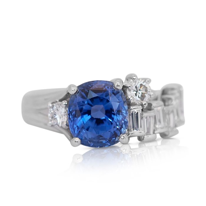 Ring - 18 kraat Hvidguld -  390ct tw Safir - Diamant