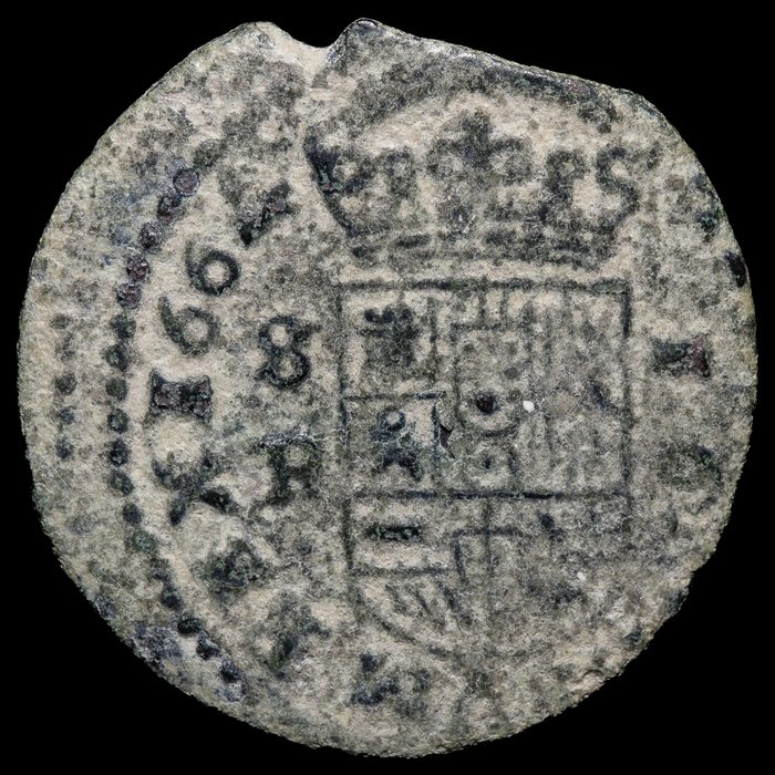 Spanien. Felipe IV (1621-1665). 8 y 16 Maravedís 1664 Sevilla R (2 monedas)  (Ingen mindstepris)