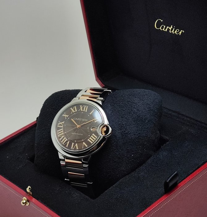 Cartier - Ballon Bleu 42 "Chocolate Dial" Gold/Steel - W6920032 - Mænd - 2011-nu