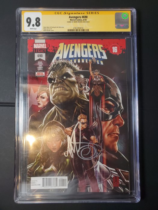 Avengers #690 - Signed by Mark Brooks on 3/30/23 - 1 Signed graded comic - Begrænset udgave - 2018 - CGC 9.8