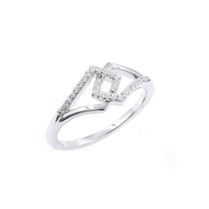 Ring - 18 kraat Hvidguld -  0.15ct. tw. Diamant (Natur)