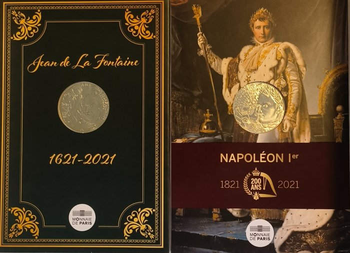 Frankrig. 10 Euro 2021 "Jean de la Fontaine" + "Napoléon" (2 pièces)  (Ingen mindstepris)