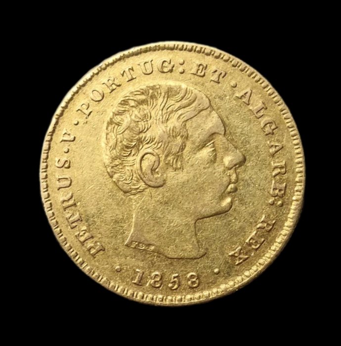 Portugal. D. Pedro V (1853-1861). 2000 Reis 1858 - 2º Tipo