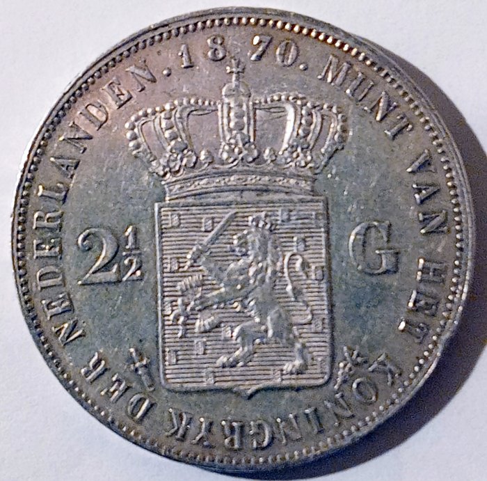 Holland. Vilhelm 3. af England (1689-1702). 2 1/2 Gulden 1870  (Ingen mindstepris)