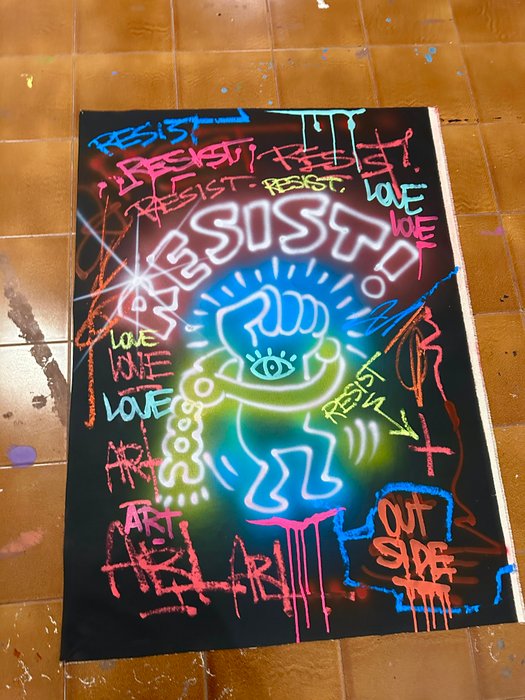 Outside313 - Keith Haring - Resist - neon black edition