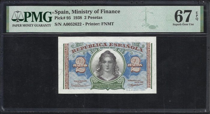 Spanien. - 2 Pesetas 1938 - Pick 95  (Ingen mindstepris)