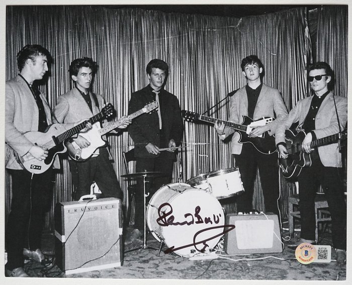 The Beatles - Pete Best - Foto Signeret af Pete Best - Beckett COA