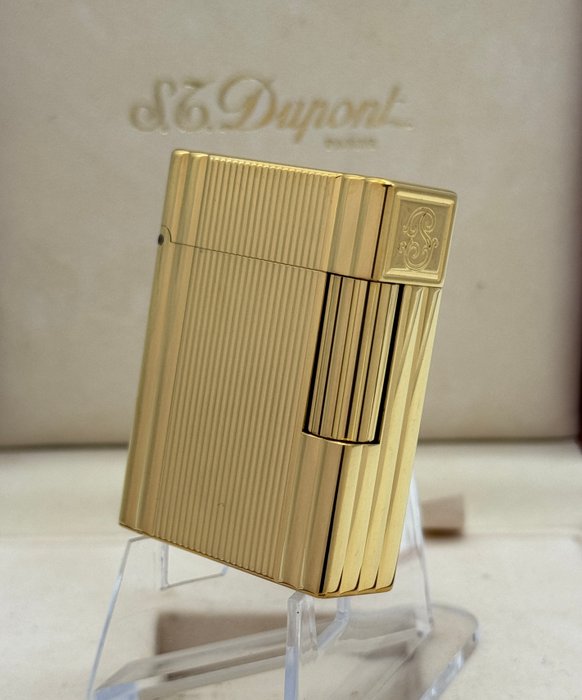 S.T. Dupont - Gold Plated Line 1 Small BR type - Rare Pattern - * with box  documents* - Lighter - Forgyldt